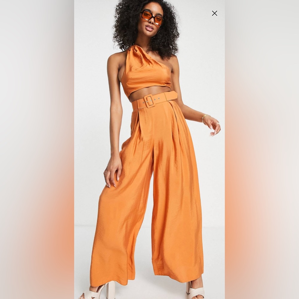 ASOS DESIGN wide leg pants in rust